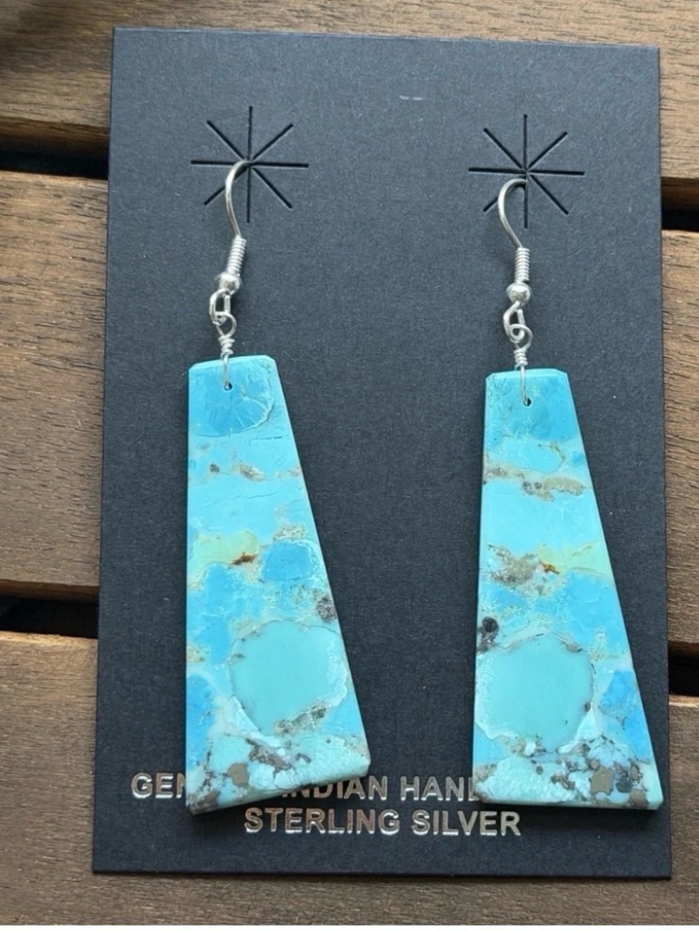 Southwestern Sterling Silver Turquoise Slab Earrings